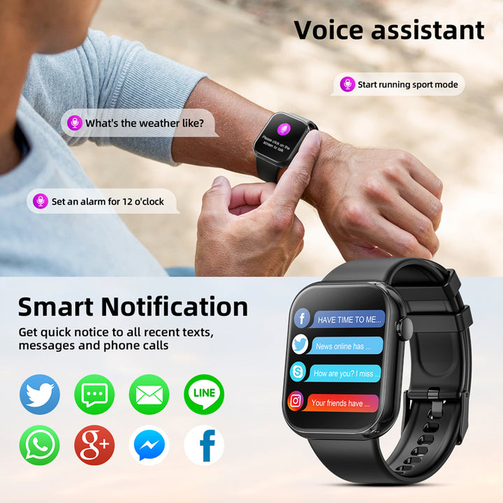 Premium Smartwatch for Men & Women – 1.85" HD Screen, Bluetooth Call, Sports Mode, Heart Rate, Blood Pressure Monitoring,