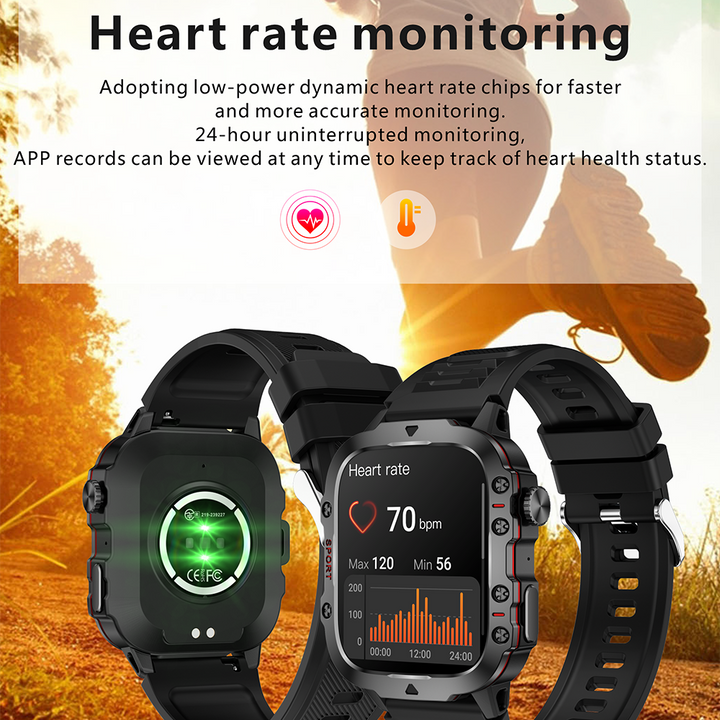 Premium Outdoor Smartwatch for Men – 2.01" HD Screen, 3ATM Waterproof, Bluetooth Calling, AI Voice Assistant, 100+ Sports 