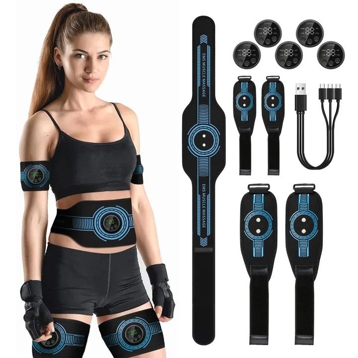 Premium EMS Muscle Stimulator Abdominal Trainer Massage Belt - 10 Modes, 30 Strength Levels, USB Rechargeable, Slim Belly and