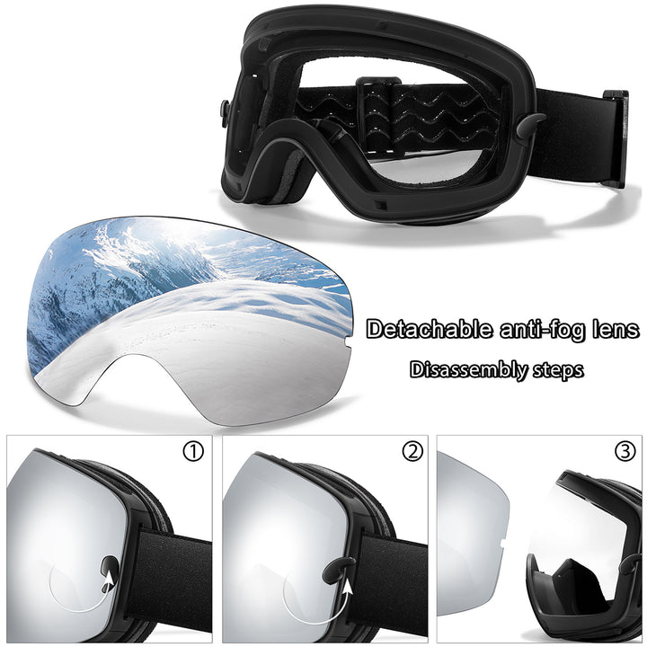 Premium Ski Goggles – Large Comma Spherical Design, Double-Layer Anti-Fog Lens, Winter Cycling & Sled Sports Glasses