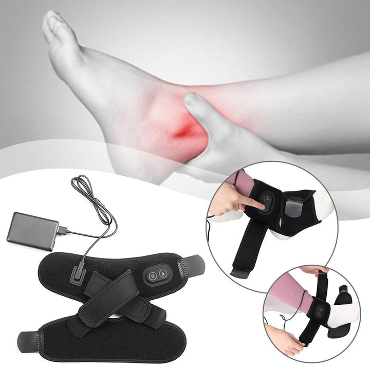 Premium Heated Ankle Massager with Foot Heating Pad for Achilles Tendonitis Relief | USB Powered, 3 Heat & Massage Levels |