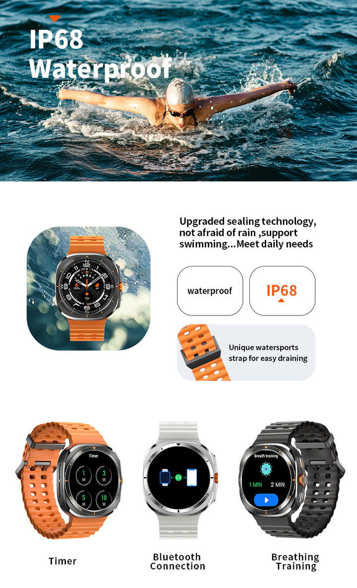 Premium Smartwatch for Men and Women – 1.43" AMOLED Display, IP68 Waterproof, Bluetooth Calling, Heart Rate, Blood Oxygen, 