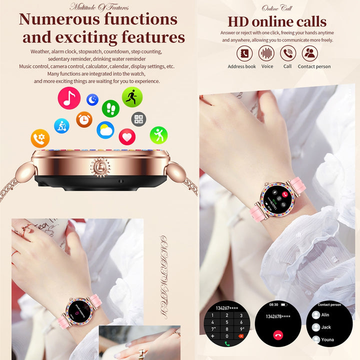 Premium Smartwatch for Women – 1.27" HD Screen, Heart Rate & Blood Pressure Monitoring, IP67 Waterproof, Bluetooth 5.2, 