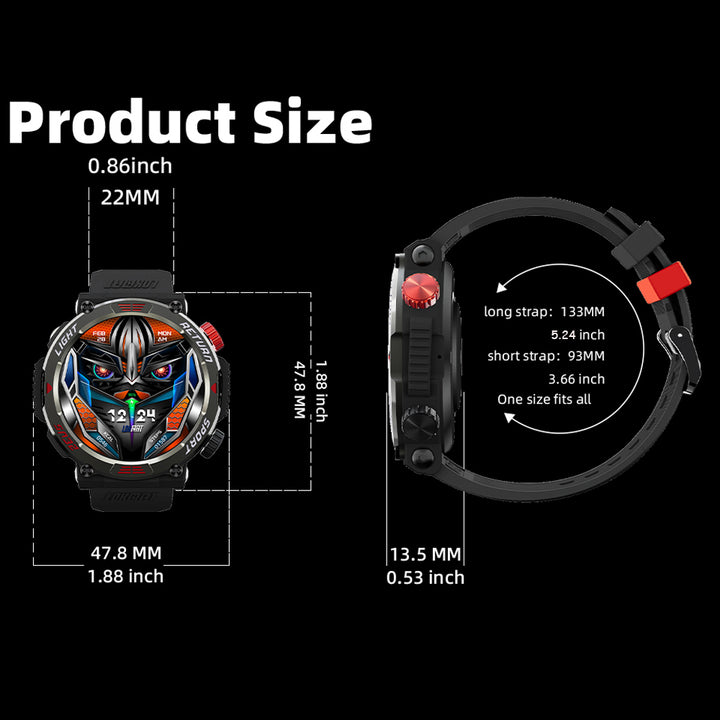 Premium Military Smart Watch for Men, Bluetooth Call, 5ATM Waterproof, Fitness Tracker, 20 Sports Modes, Heart Rate & Blood 