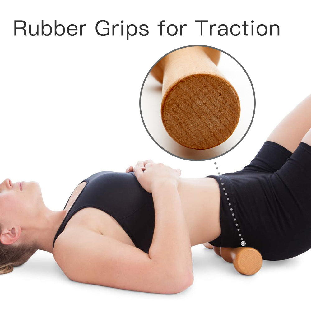 Premium Wood Back Roller for Muscle Recovery, Spine Alignment & Pain Relief, Manual Back Massager, Deep Tissue Roller for Back