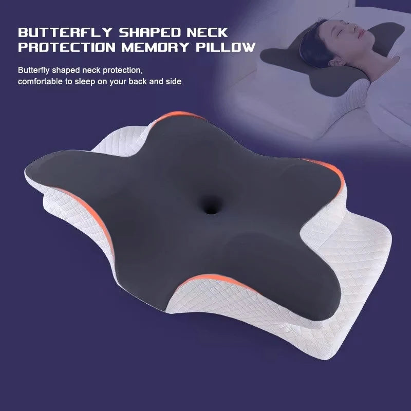 High-Quality Butterfly Memory Foam Cervical Pillow for Neck Pain Relief, Ergonomic Slow Rebound Orthopedic Support for 