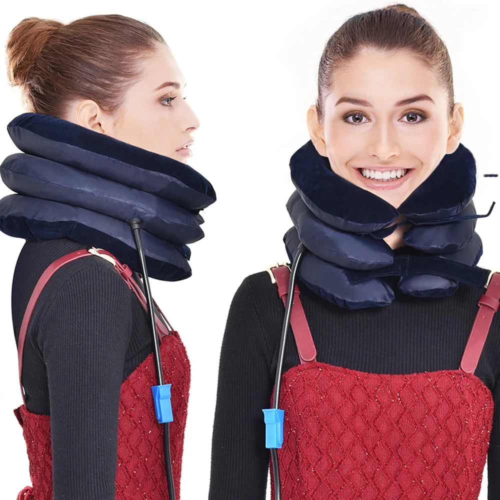 High-Quality Inflatable Neck Collar Pillow for Cervical Traction & Posture Correction, Orthopedic Pain Relief for Neck, 