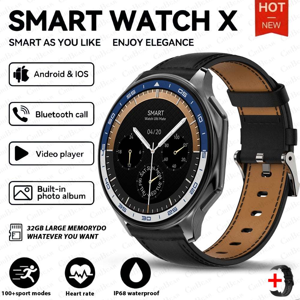 Premium Smartwatch for Men – Bluetooth Calling, 390mAh Battery, IP68 Waterproof, Fitness & Health Tracking, Music Player, 