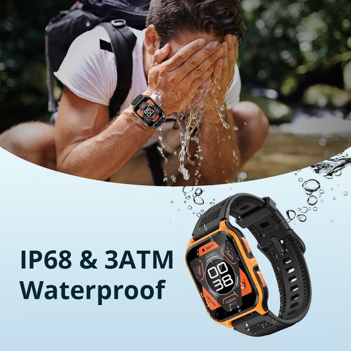 Premium Outdoor Military Smartwatch – 1.9" Bluetooth Call, IP68 Waterproof Fitness Watch for Android & iOS