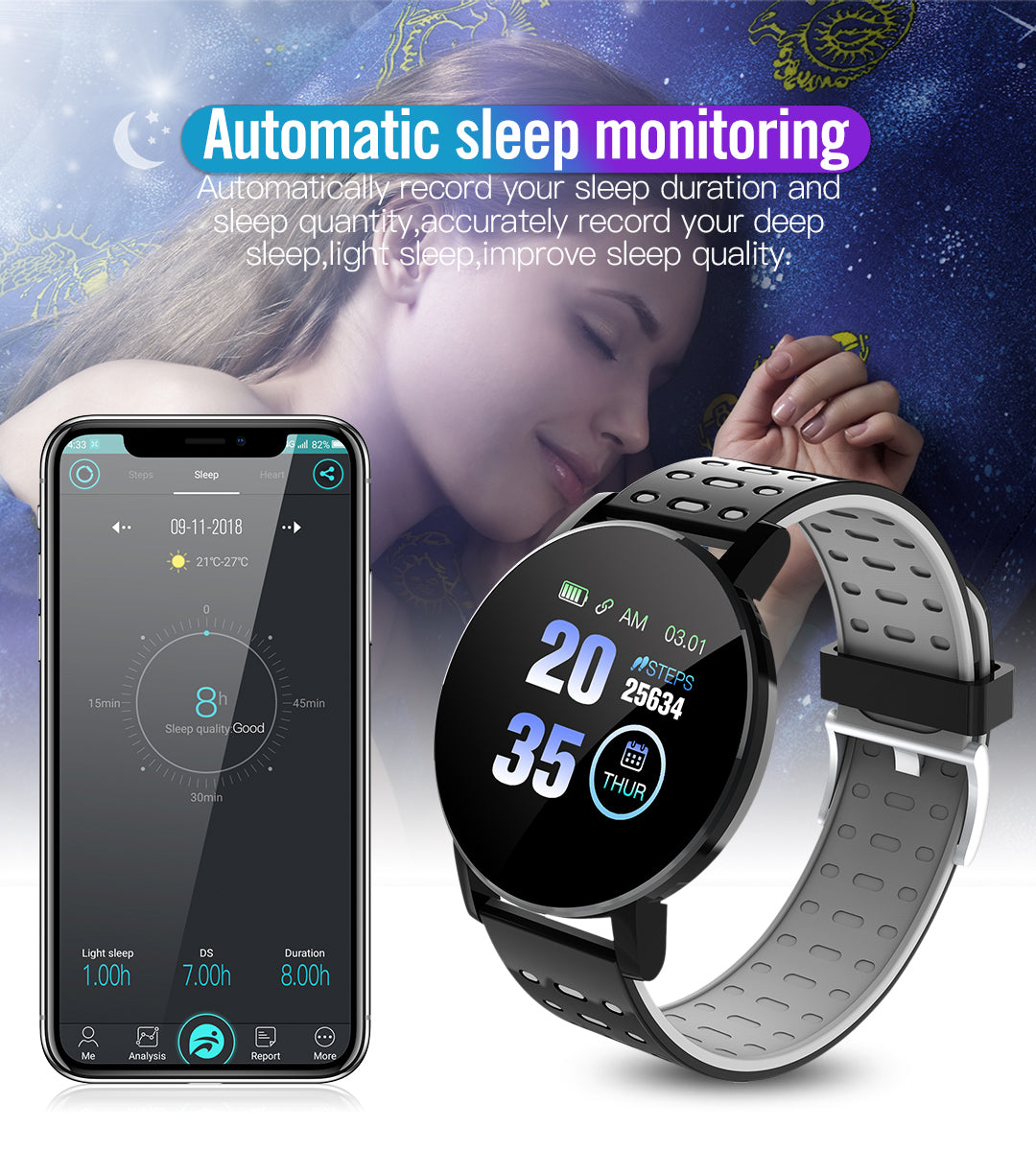 Premium Bluetooth Smartwatch for Men & Women – Heart Rate, Blood Pressure, Blood Oxygen Monitor, Sleep Tracker, Multi-Sport