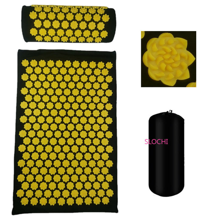 Premium Acupressure Massage Mat – Stress Relief & Back Pain Relief – Yoga Mat with Spikes, Pillow & Portable Design 