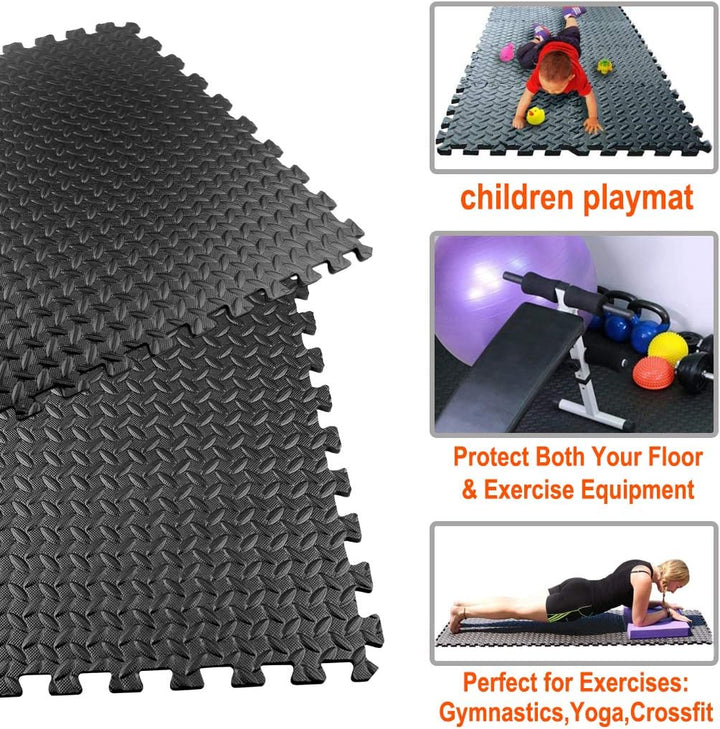 Premium Puzzle Fitness Mat – EVA Interlocking Foam Floor Tiles – Non-Slip, Durable, Waterproof – Protective Sports Flooring