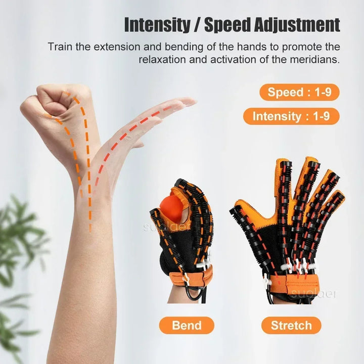 Premium Heated Rehabilitation Robot Gloves for Stroke Recovery - Intelligent Finger Trainer with Voice Announcements, Adjustable