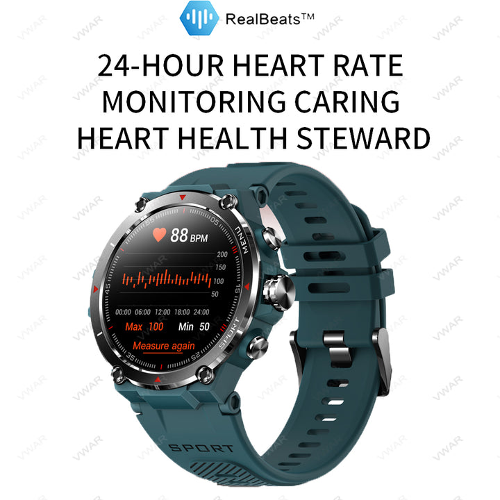 Premium GPS Smartwatch with 1.3" AMOLED Display, 24h Heart Rate & SpO2 Monitor, 5 ATM Waterproof, 25-Day Battery Life, 