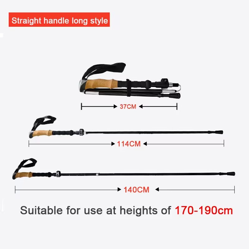 Premium Adjustable Trekking Pole – Multifunctional Ultralight Aluminum Hiking Stick, Folding Alpenstock, Outdoor Camping 