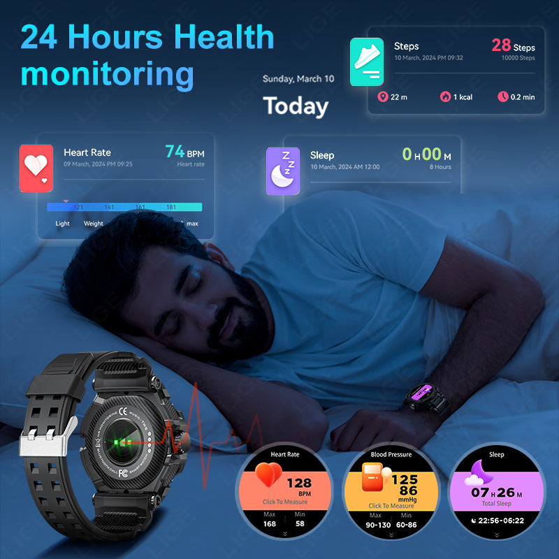 Premium Smartwatch with NFC & Bluetooth Headset – TWS Music & Talk, Sports Tracking, Sleep Monitoring, Camera Control, Music 