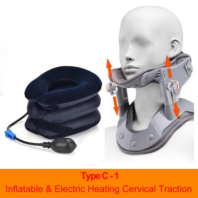 Premium Heating Neck Traction Collar with Adjustable Cervical Support, Hot Compression for Spine Alignment & Pain Relief, USB