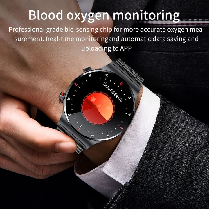 Premium Smartwatch for Men – ECG + PPG, Bluetooth Call, AMOLED Full Touch, NFC, Sports Mode, Waterproof, Heart Rate, Blood 