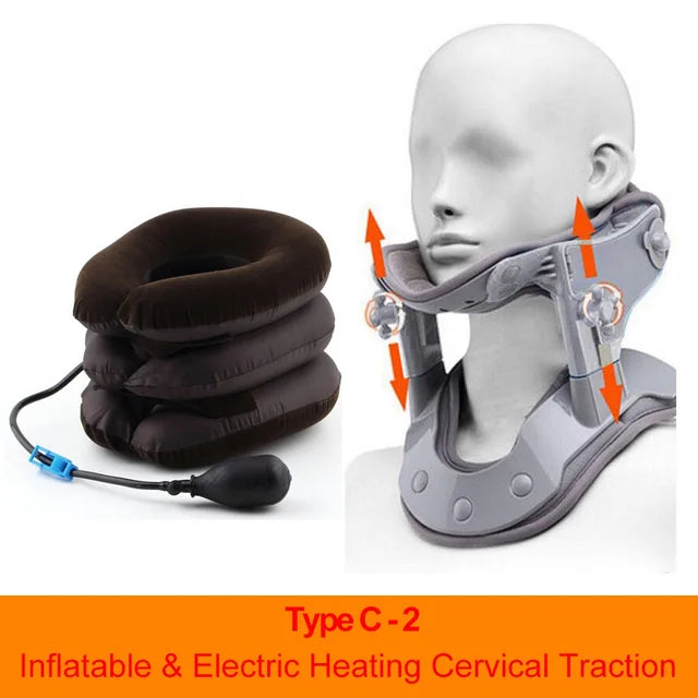 Premium Heating Neck Traction Collar with Adjustable Cervical Support, Hot Compression for Spine Alignment & Pain Relief, USB