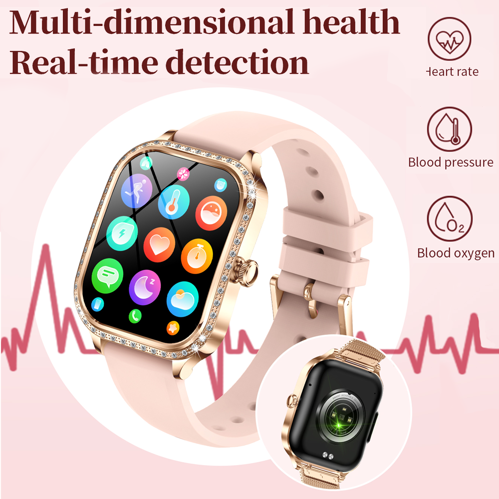 Luxury Smartwatch for Women – 1.57" AMOLED Screen, Bluetooth Calling, Health & Fitness Monitor, Heart Rate, Blood Pressure, 