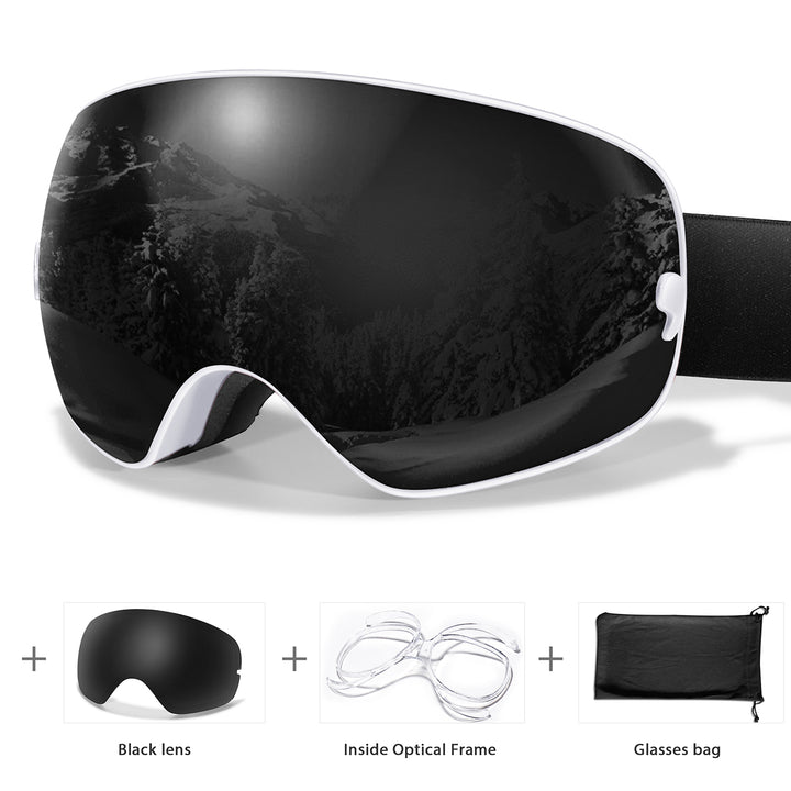 Premium Ski Goggles – Large Comma Spherical Design, Double-Layer Anti-Fog Lens, Winter Cycling & Sled Sports Glasses