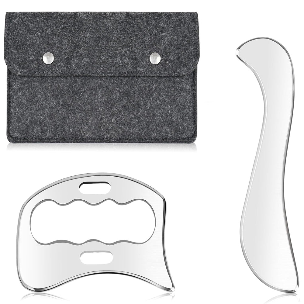 Premium Stainless Steel Gua Sha Massage Tool Set - Myofascial Release Scraper for Muscle Pain Relief, Blood Circulation, and 