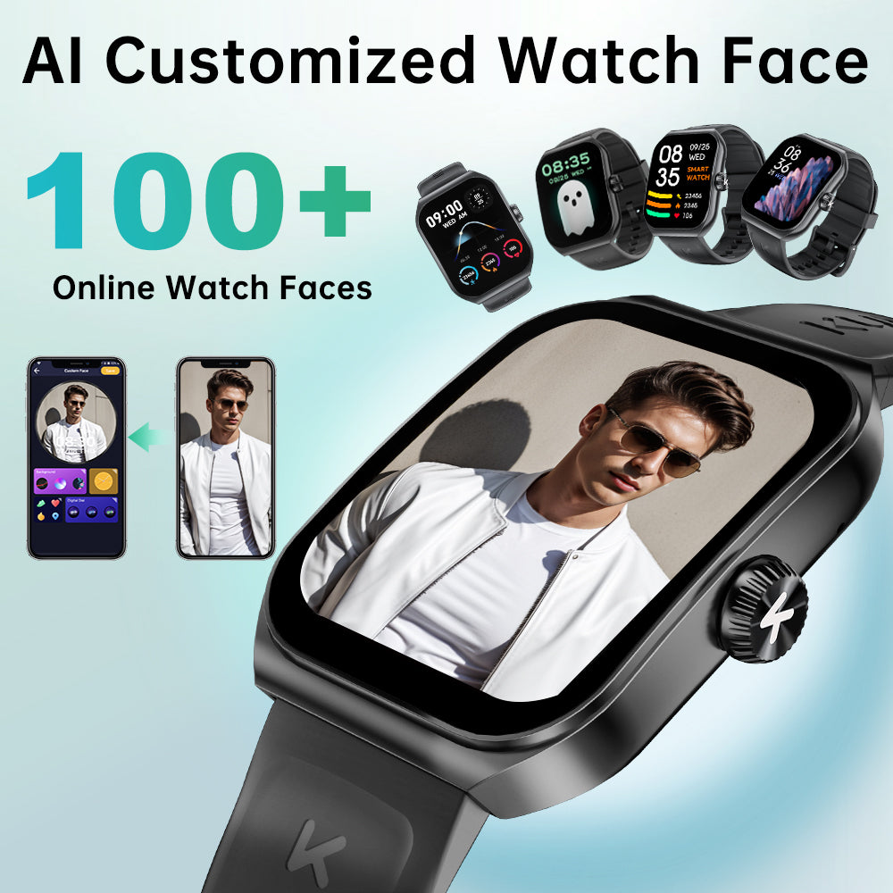 Premium Smartwatch for Men & Women, 1.96" AMOLED, Bluetooth Calling, 100+ Sport Modes, IP68 Waterproof, Health Monitoring,