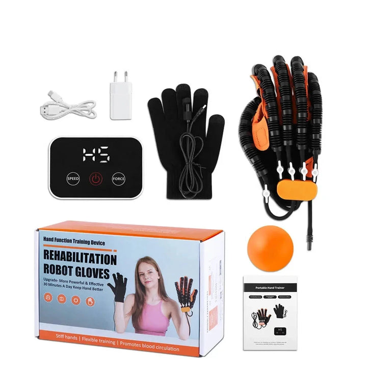 Premium Heated Rehabilitation Robot Gloves for Stroke Recovery - Intelligent Finger Trainer with Voice Announcements, Adjustable