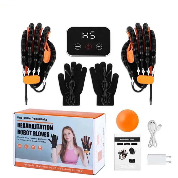 Premium Heated Rehabilitation Robot Gloves for Stroke Recovery - Intelligent Finger Trainer with Voice Announcements, Adjustable