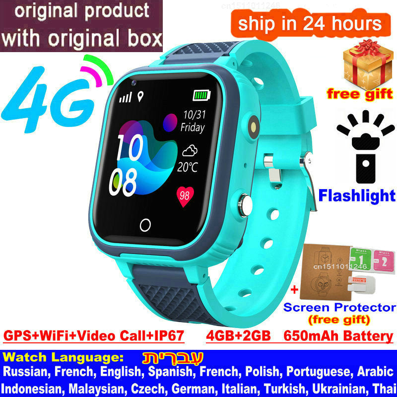 Premium 4G Kids Smartwatch – GPS Tracker, Video Call, SOS, WiFi, Camera, Voice Monitor, Waterproof, 700mAh Battery, Child 