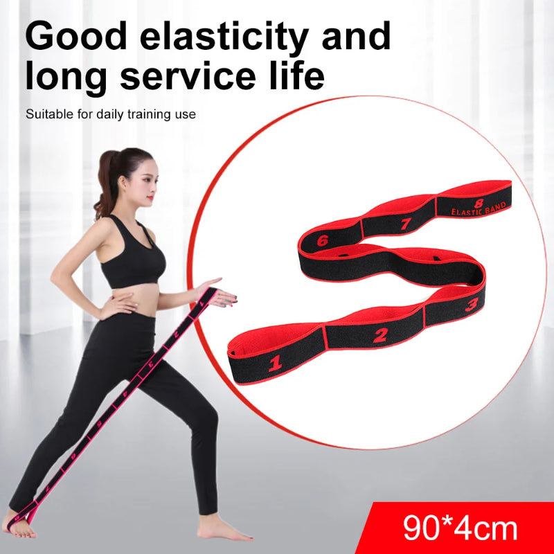 High-Quality 8-Section Stretching Resistance Band – Multi-Functional Elastic Yoga & Pilates Fitness Belt for Targeted