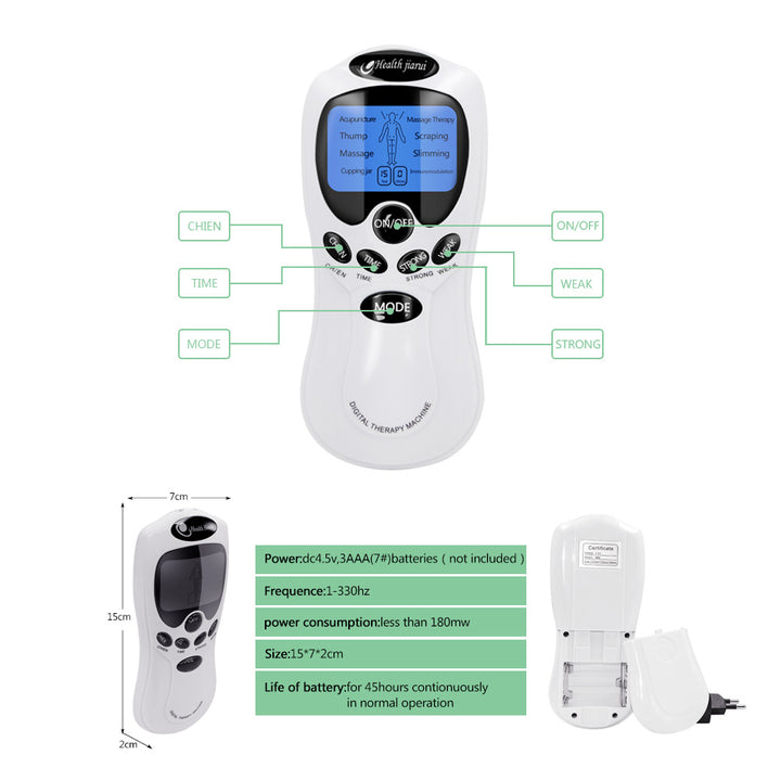 Premium Digital EMS TENS Muscle Stimulator for Body Massage - Acupuncture Therapy Machine with LCD Display, Adjustable 