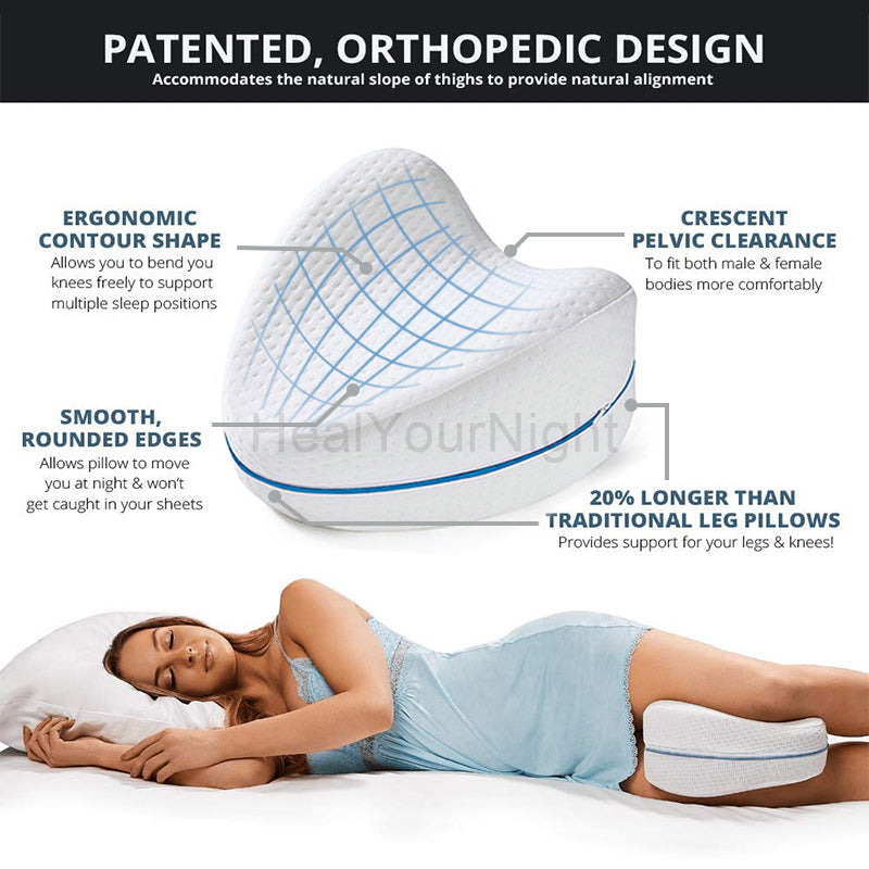 Premium Leg Pillow for Side Sleepers – Memory Foam Relief for Pregnant Women, Leg Pain & Edema – Breathable Heart-Shaped