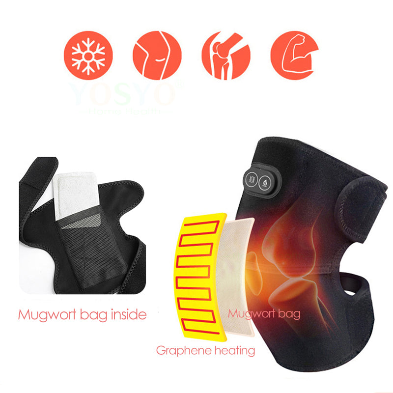 Premium Electric Heated Shoulder Brace & Knee Support with Vibration Massage, Adjustable Strap, Far Infrared Heat, USB  