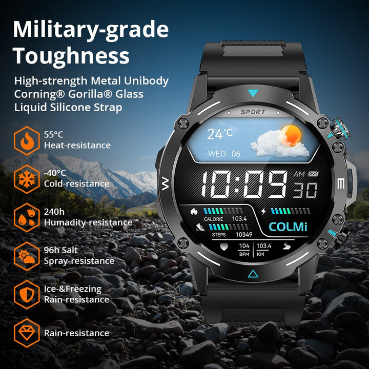 Premium Smartwatch with 1.43" AMOLED Display – Voice Calling, 100 Sports Modes, Military Grade Toughness, Waterproof, 7-Day 