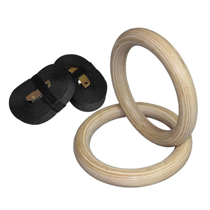 Premium Gymnastic Rings – Adjustable Wood Strength Training Rings with Heavy Duty Zinc Alloy Buckles & Anti-Slip Straps for