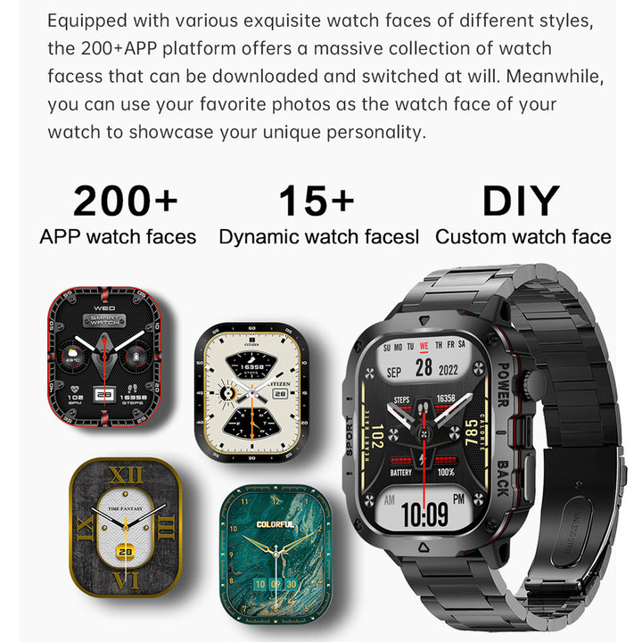 Premium Outdoor Smartwatch for Men – 2.01" HD Screen, 3ATM Waterproof, Bluetooth Calling, AI Voice Assistant, 100+ Sports 