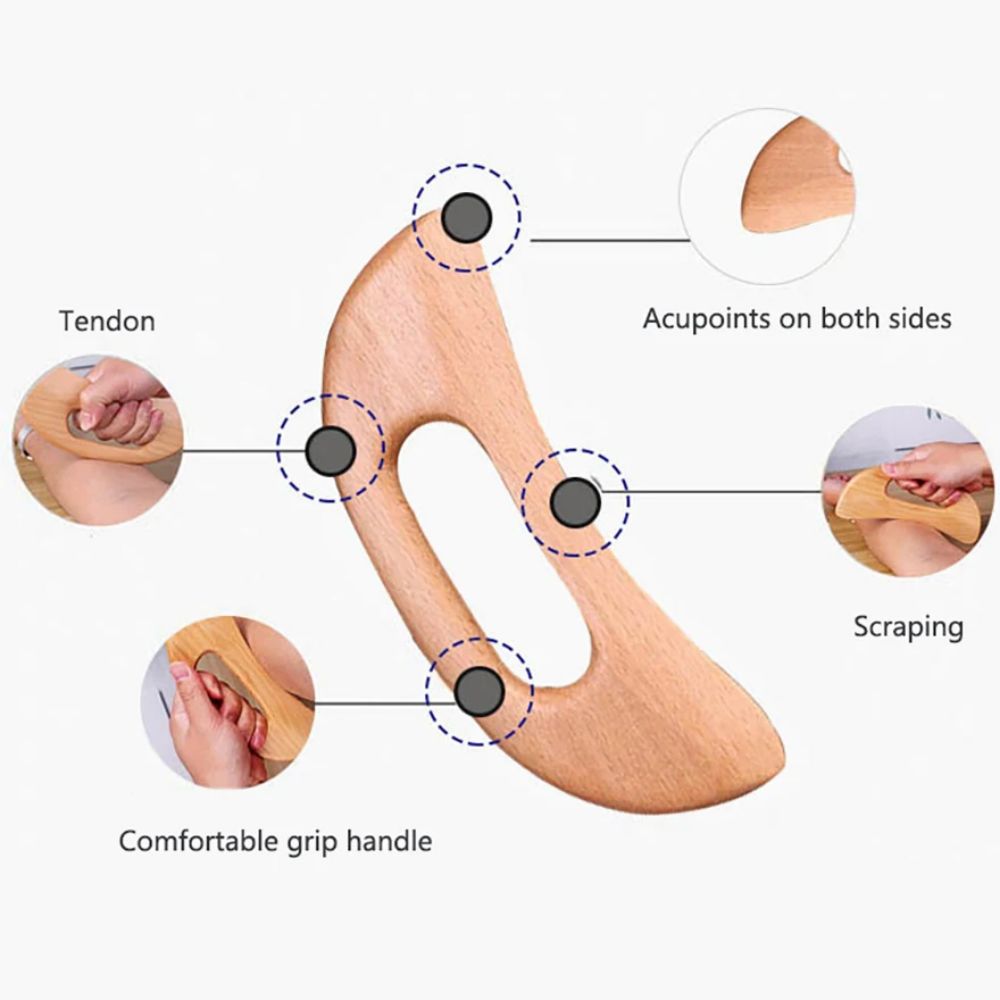 Premium Wooden Gua Sha Tool for Body Massage Therapy, Slimming Scraping Board for Acupoint Massage on Chest, Back, Neck, 