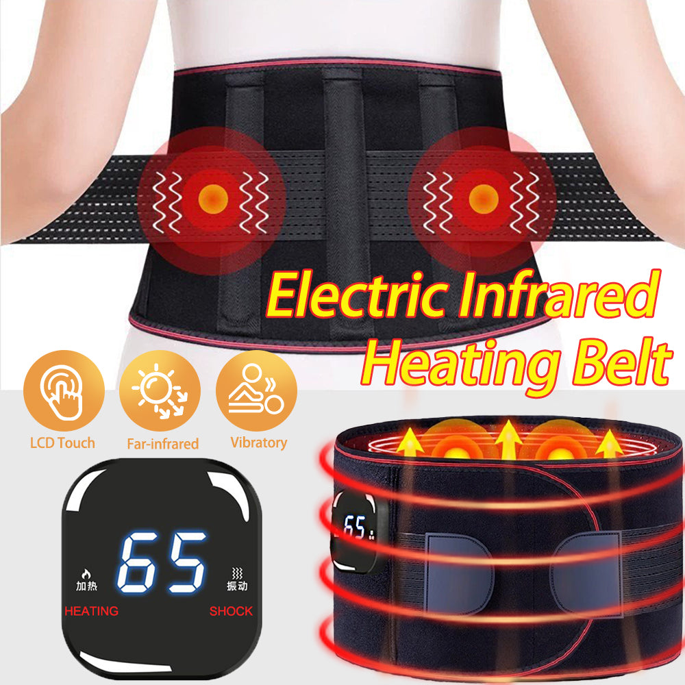 Premium Electric Waist Massager – Portable Lumbar Heating Belt with Vibration & Temperature Control – Adjustable Waist 