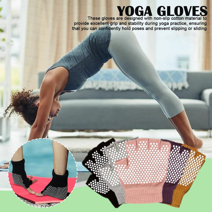 Premium Half-Finger Yoga Gloves for Women – Anti-Slip Pilates & Fitness Gloves, Open-Fingered Design for Indoor Dance