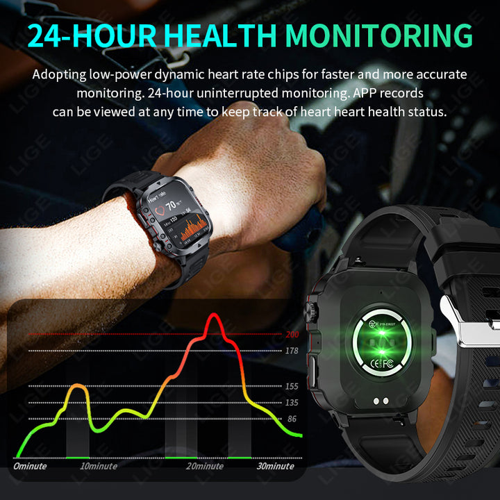 Premium Men's Smartwatch – Full Circle Touch, Bluetooth Call, IP67 Waterproof, Fitness & Health Tracking, 1.3" HD Screen,  