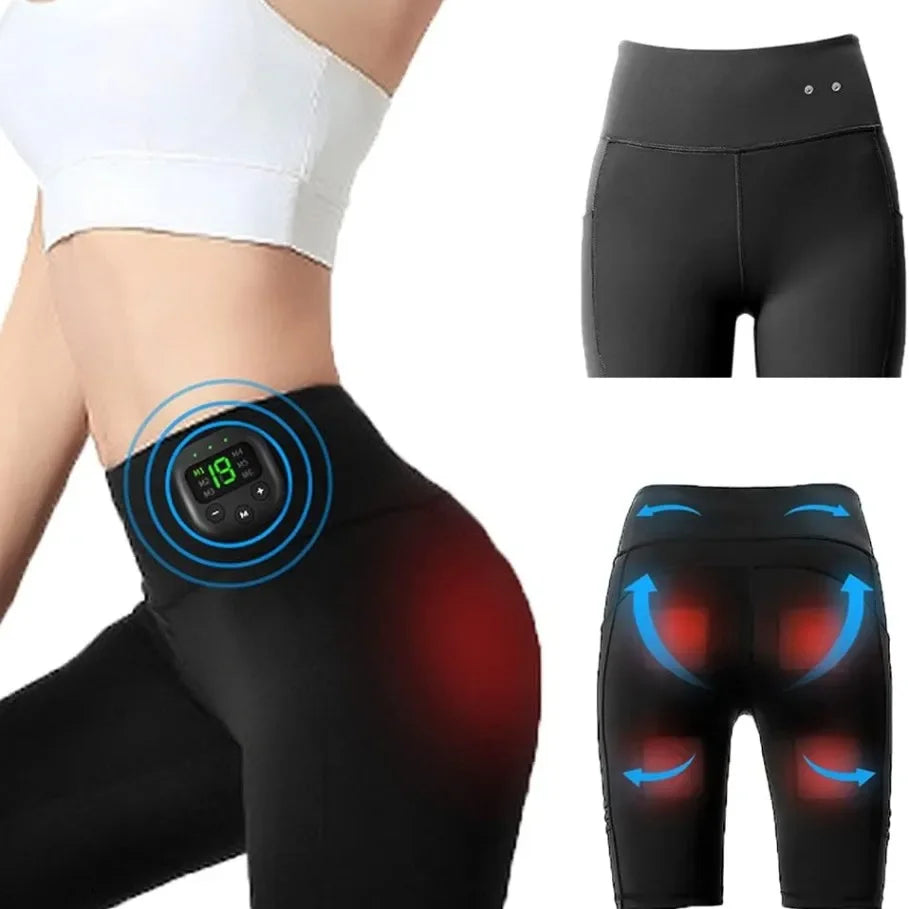 Premium EMS Muscle Stimulation Massage Pants for Weight Loss and Leg Shaping, USB Rechargeable Slimming Yoga Shorts with 