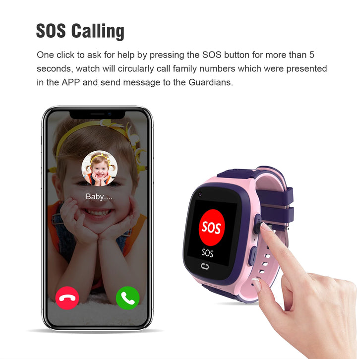 Premium Kids 4G Smart Watch - GPS Tracker, Video Calls, SOS, Waterproof, Camera, Location Monitor