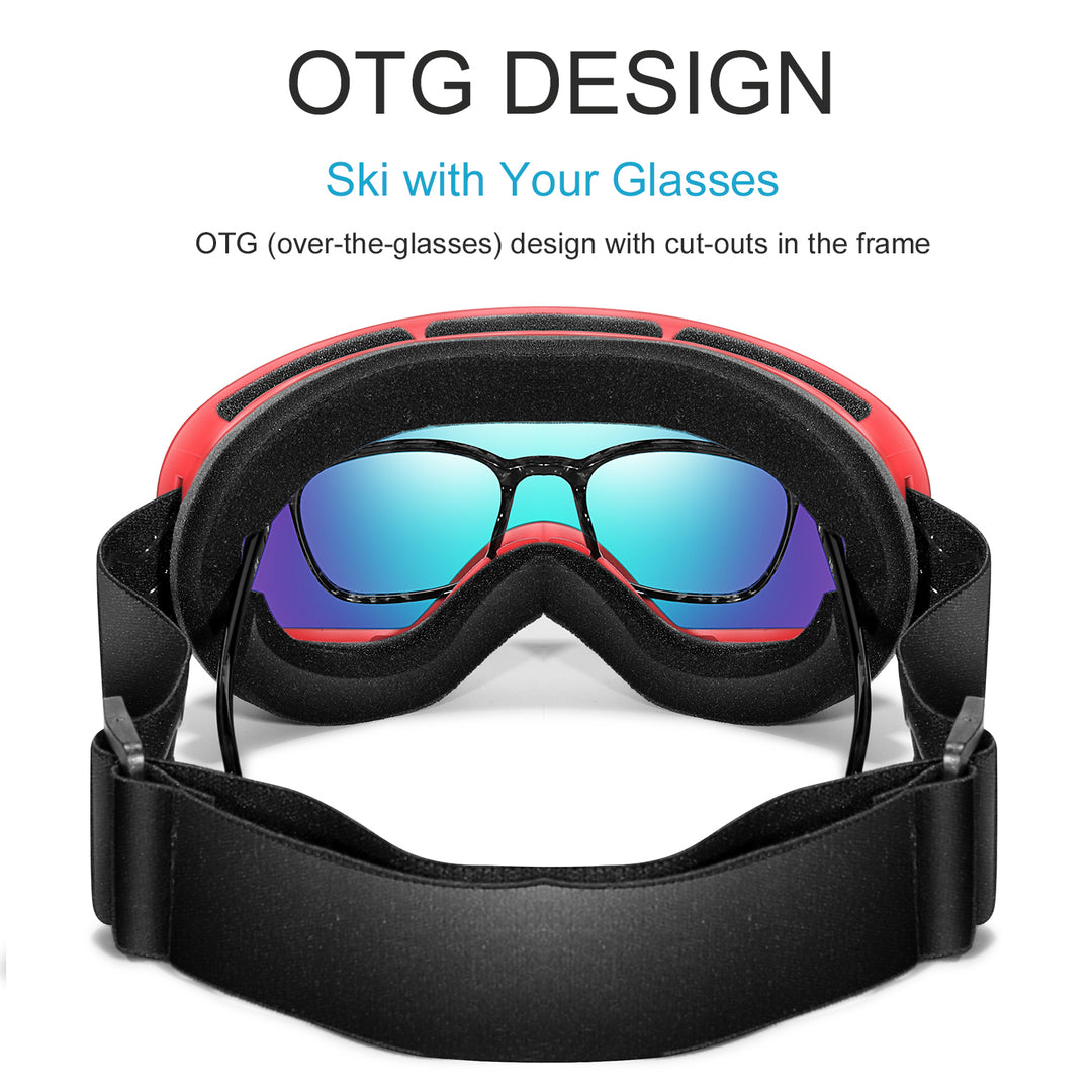 Premium Ski Goggles – Large Comma Spherical Design, Double-Layer Anti-Fog Lens, Winter Cycling & Sled Sports Glasses