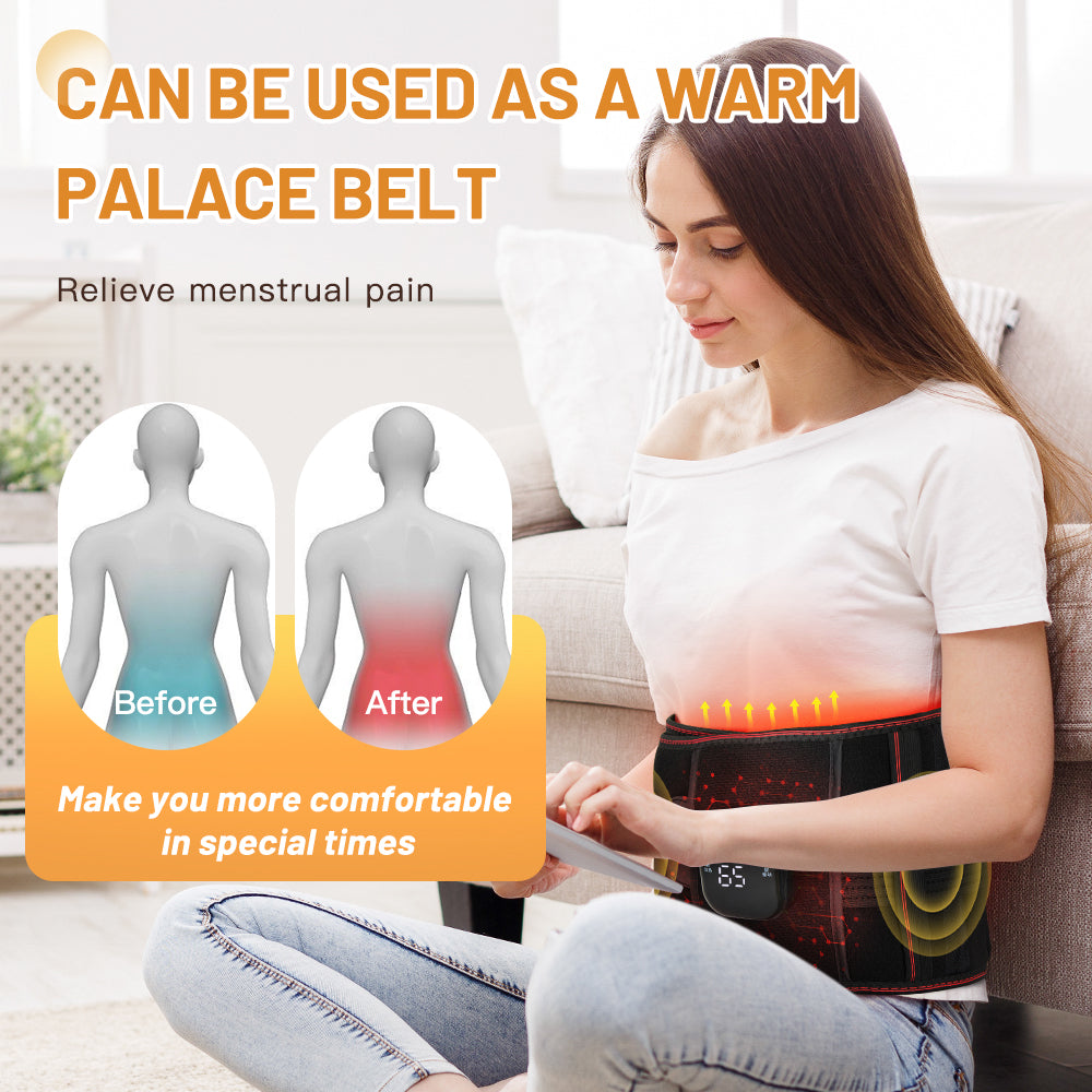 Premium Electric Waist Massager – Portable Lumbar Heating Belt with Vibration & Temperature Control – Adjustable Waist 