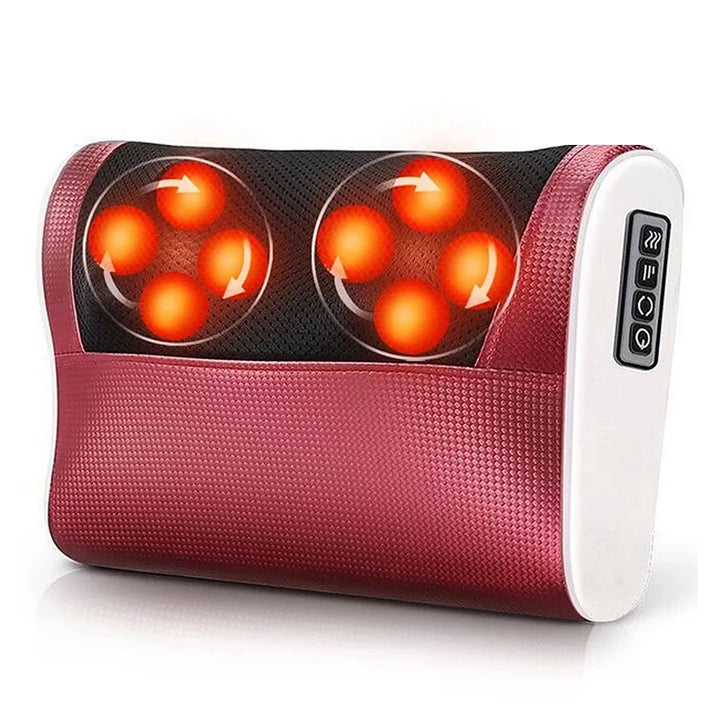 Luxury Heated Cervical Neck Massage Pillow with Deep Tissue Kneading, Vibration, and Electric Massage for Waist, Back & Legs 