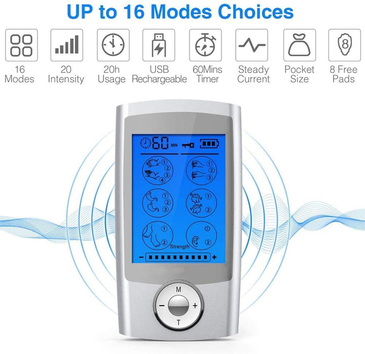 High Quality TENS EMS Muscle Stimulator 16-Mode Electric Acupuncture Body Massager for Pain Relief, Muscle Relaxation,  