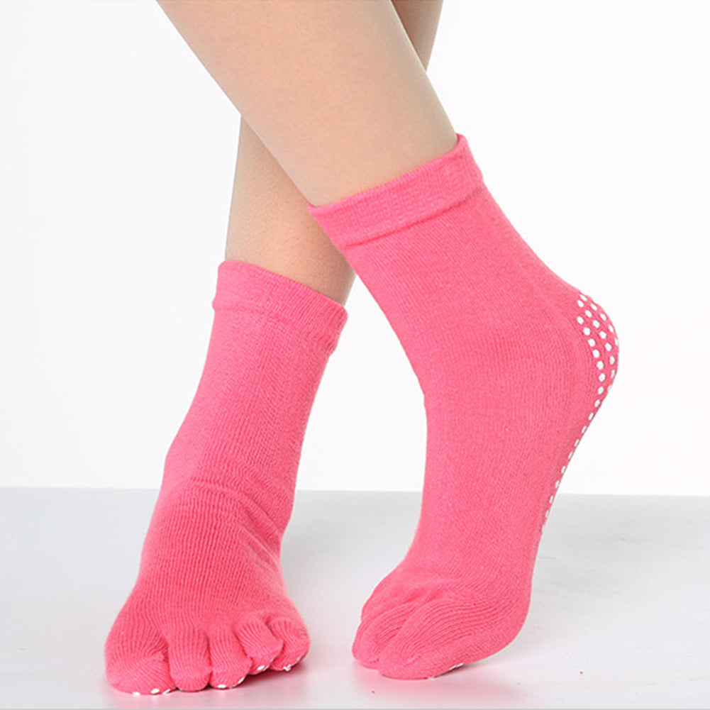 Premium Non-Slip Five-Toe Yoga Socks for Women – Colorful, Breathable, Cotton Dance & Sports Socks with Anti-Slip Grip