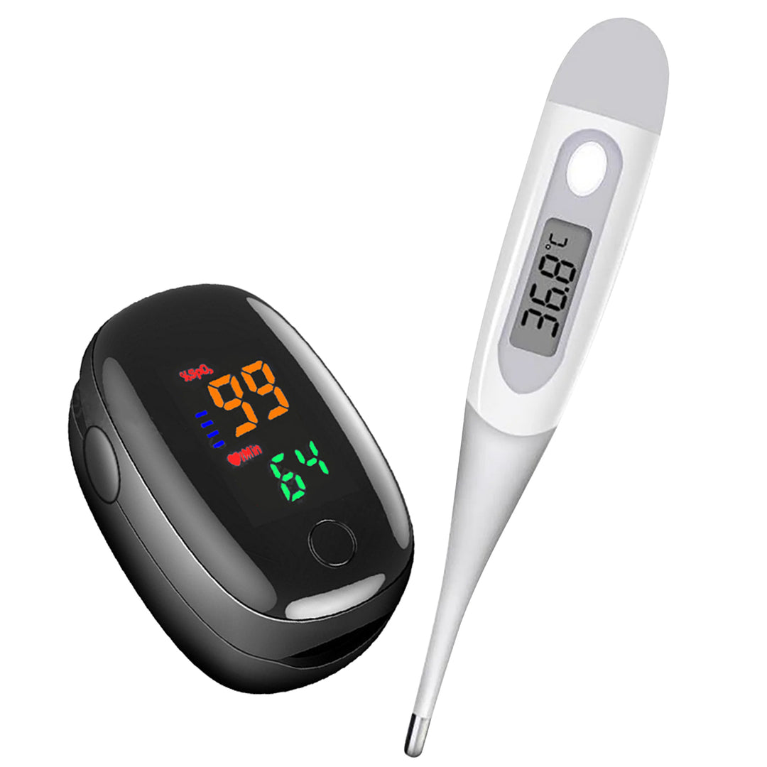 High Quality Pulse Oximeter & Soft Head Digital Thermometer Set – Accurate Finger Clip SpO2 Monitoring, Oral & Armpit 