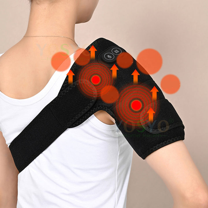 Premium Electric Heated Shoulder Brace & Knee Support with Vibration Massage, Adjustable Strap, Far Infrared Heat, USB  